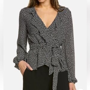 Max Studio Wrap Ruffle Front Top